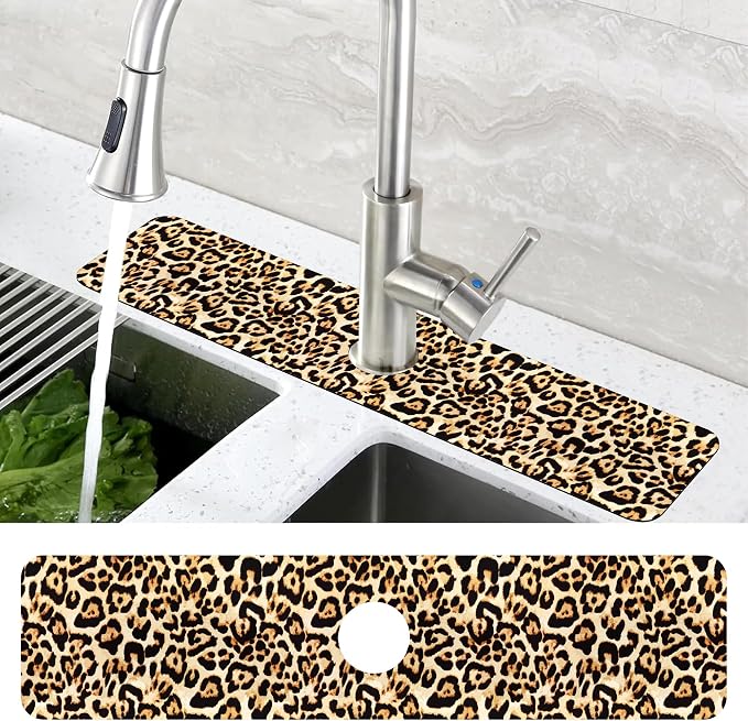 Abstract Brown Leopard Dish Drying Mat - Image 4