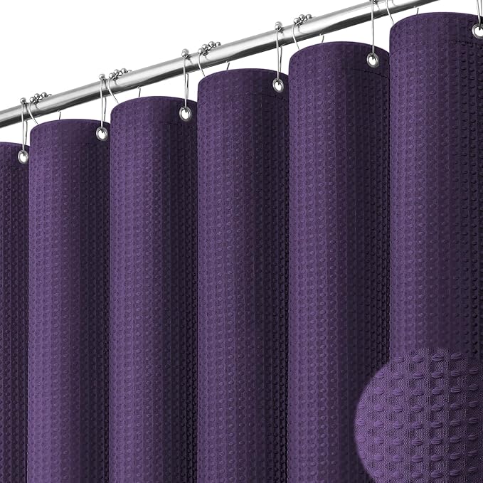 Dynamene Stall Waffle Shower Curtain 256 GSM Heavy Fabric 54x78 Purple by Dynamene