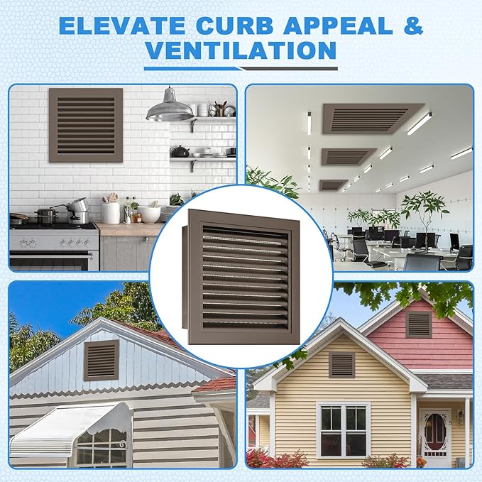 12" X 12" Aluminum Gable Vent, Ultra-Durable Shed Vents with Screen, Reduce Room Temperature, Perfect for Houses, Attics, and Exterior Walls, Vent Opening: 10"x10" (Brown)