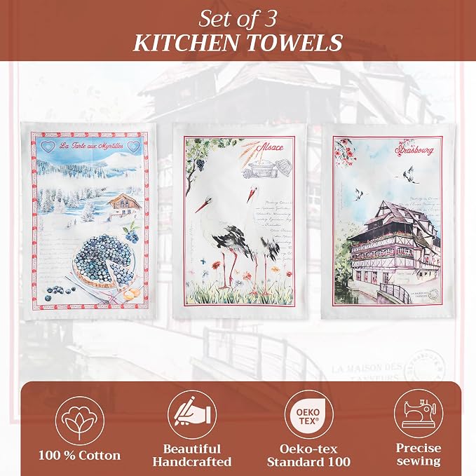 Maison d' Hermine Kitchen Towels Set of 3 Reusable 100% Cotton 27.50" x 20" - Image 2