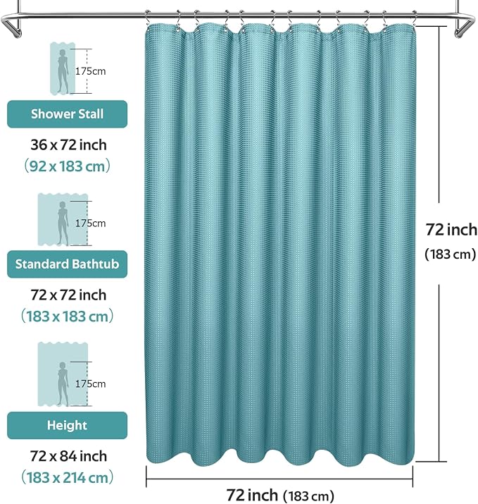 Vipfree 3 in 1 Shower Curtain Set, Waffle Shower Curtain and Liner Set - Image 6