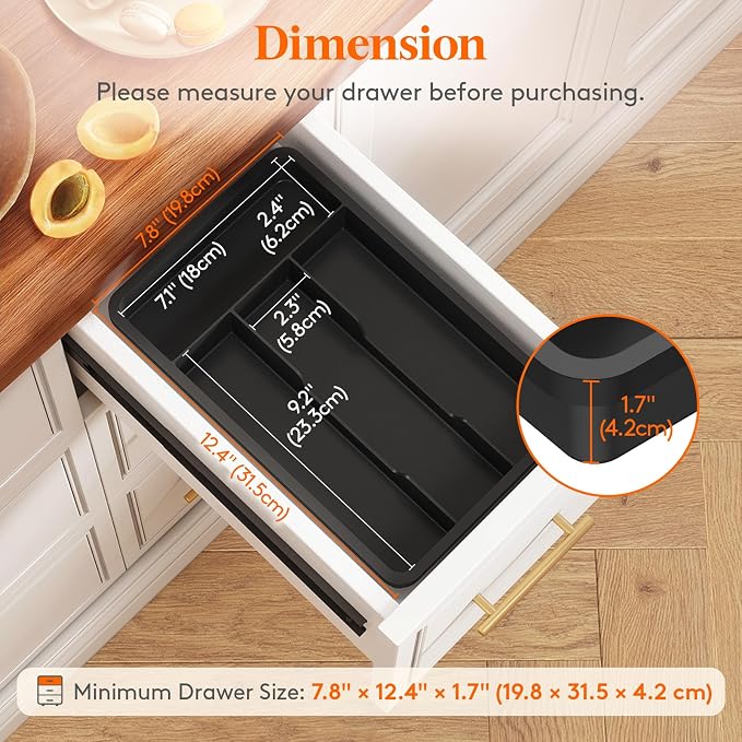 Lifewit Silverware Drawer Organizer Tray, Cutlery Storage - Image 2