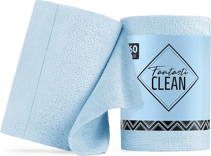 Fantasticlean Microfiber Cleaning Cloth Roll, 60 Pack, Baby Blue by Fantasticlean