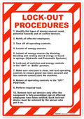 Brimar - 7" x 10" - Lock-Out Procedures Sign - 3.5 Mil InfiniStick™ Vinyl Label - Easy Installation - Workplace Safety Compliance