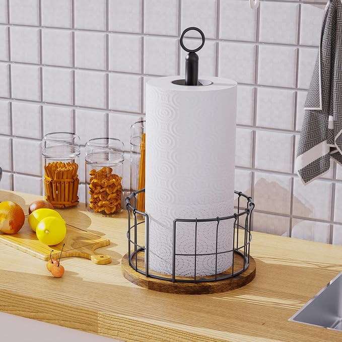 Homode Paper Towel Holder Stand, Countertop Paper Towel Holder Rustic Brown - Image 7