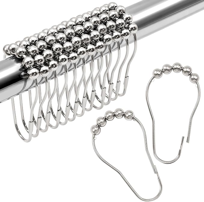 Shower Curtain Hooks Rings, Free Sliding Shower Hooks by Cerpourt