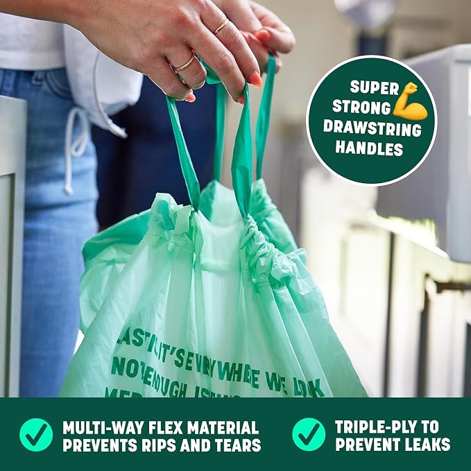 HoldOn Compostable Tall Kitchen Drawstring Bags - Image 3