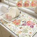 LOKHOM 18"x24" Dish Drying Mat，Pink Floral Coffee Mat | Pink Roses Petals Prints by LOKHOM