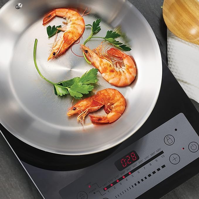 Tramontina Signature Tri-Ply Clad Stainless Steel 12-Inch Large Frying Pan, Induction-Ready Skillet, Dishwasher-Safe, NSF-Certified, Made in Brazil