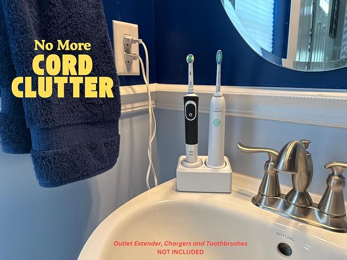 2 Slot Family Electric Toothbrush Charger Holder and Bathroom Organizer - Image 8
