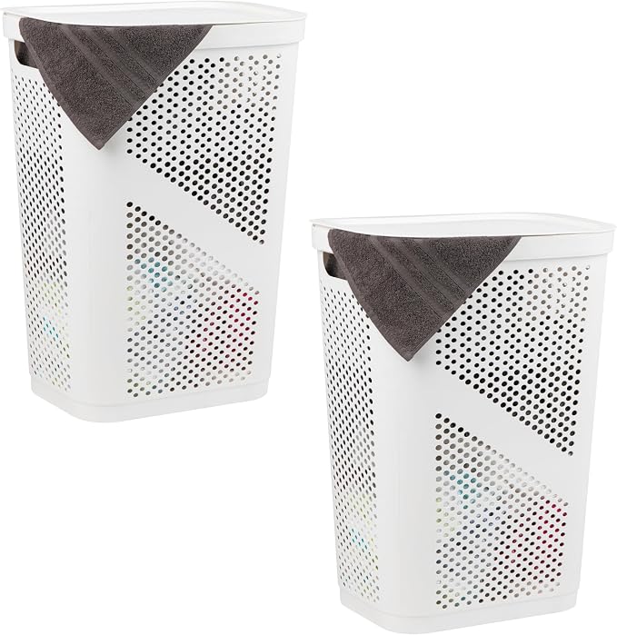 Mind Reader 60L Slim Laundry Hamper, Clothes Basket, Ventilated by MindReader