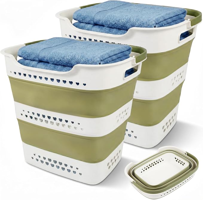 2 Pcs 42L/11.2 Gal Collapsible Laundry Basket by BATTOO