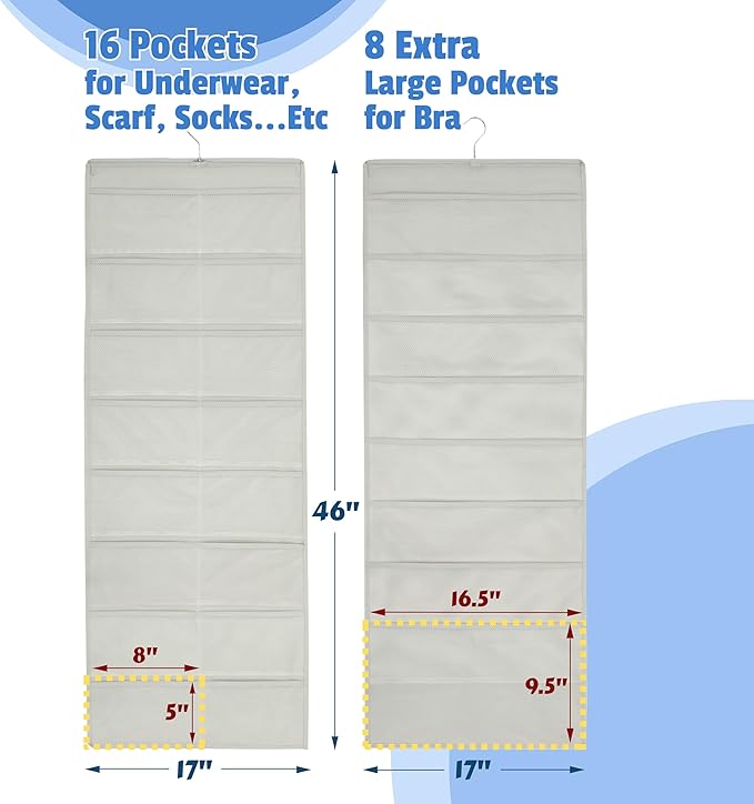 Simple Houseware 24-Pocket Double-Sided Hanging Closet Organizer | 1 Pack - Image 2