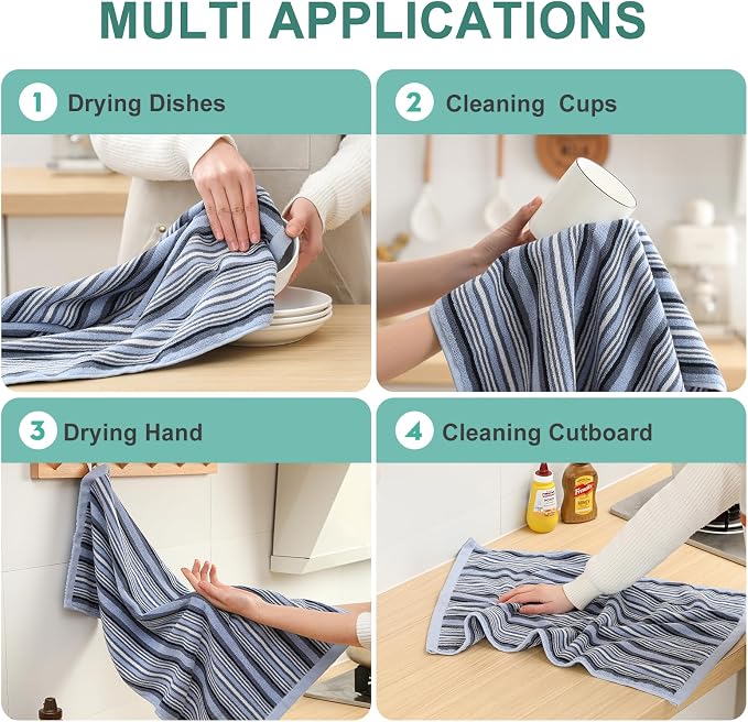 SALAS Kitchen Dish Towels for Drying Dishes, Large Cotton Kitchen Cloths Hand - Image 5