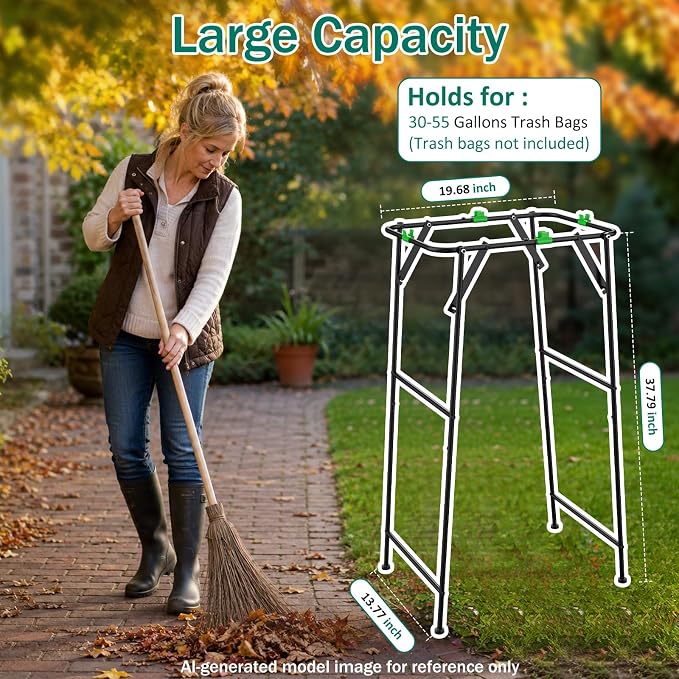 Foldable Trash Bag Holder Stand, Outdoor Leaf Bag Holder - Image 4