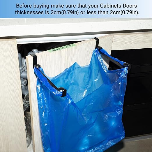Large Trash Bag Holder for Kitchen Cabinets Doors, Under Sink Plastic Bag Hooks - Image 2