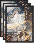 Engineered Wood 13x17 Picture Frame Set of 3, Black Frame for 13 x 17 Inch Picture Poster Photo, Light Weight 13 by 17 Frame with Wood-grain for Wall - 3 Pack/Black/13 x17