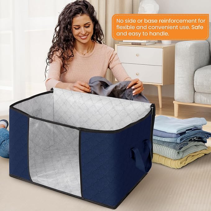 90L Clothes Storage, Foldable Thick Fabric Blanket Storage Bags | Foldable - Image 3