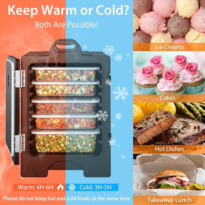 COSTWAY Catering Food Warmers, Hot Boxes Catering for 5 Full-Size Pan, 81 Quart Capacity, Stackable Design, Handles, Portable Insulated Food Carrier for Family Gathering, Canteen, Restaurant, 3
