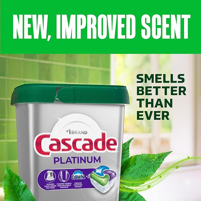 Cascade Platinum Dishwasher Pods, Dishwasher Detergent, Dish Detergent Soap, Fresh, 40 Count
