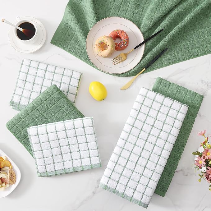 Homaxy Large Premium Cotton Kitchen Towels 16"x 28", 6 Pack, Grass Green - Image 9