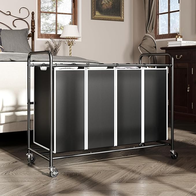 ROMOON Laundry Hamper Sorter Cart, 4-Section Organizer - Image 2