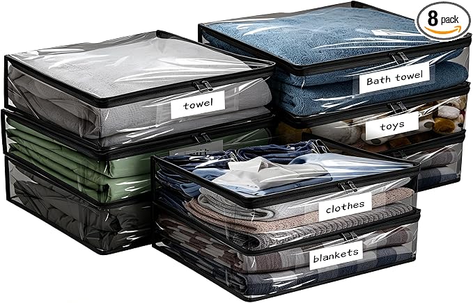 Plastic Storage Bags with Easy-Glide Zipper, Durable Clear Vinyl Zippered by Kikerike