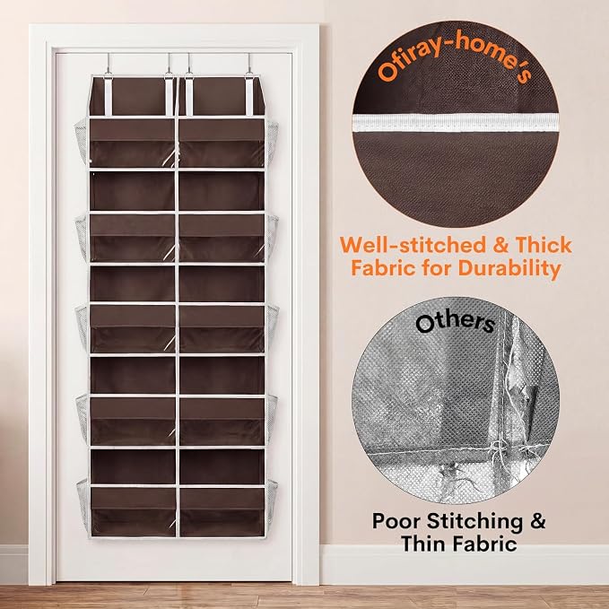 Over the Door Organizer 5 Tiers, Extra Large Behind Door Storage of 10 - Image 7