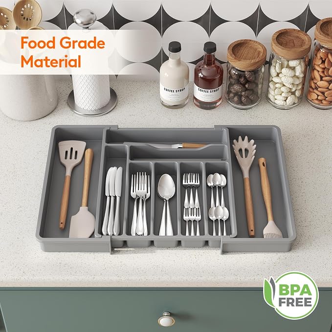 Lifewit Expandable Silverware Drawer Organizer, Kitchen Utensil Tray | BPA-free - Image 9