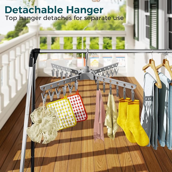 KINGBOARD Clothes Drying Rack, 72-Inch 2-Tier Stainless Steel, 27 Hanger Holes - Image 4