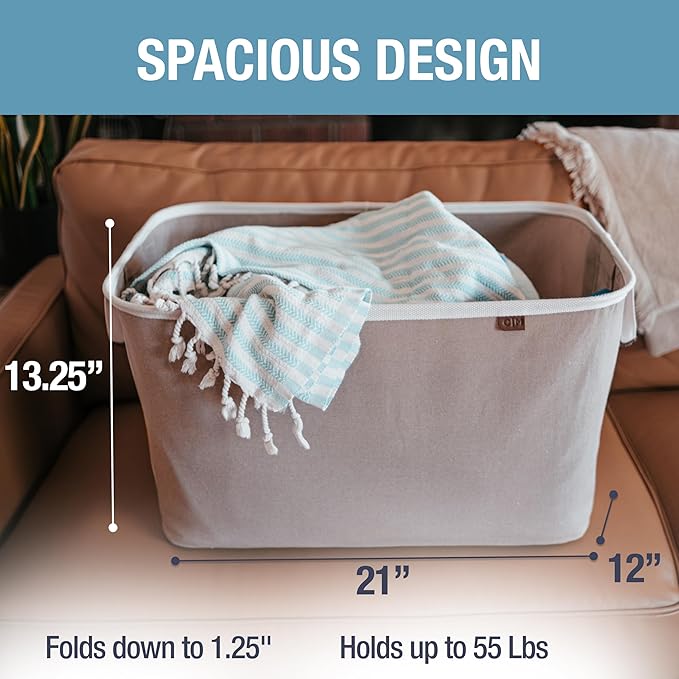 Collapsible Fabric Laundry Basket Premium, 2 Pack - Image 3
