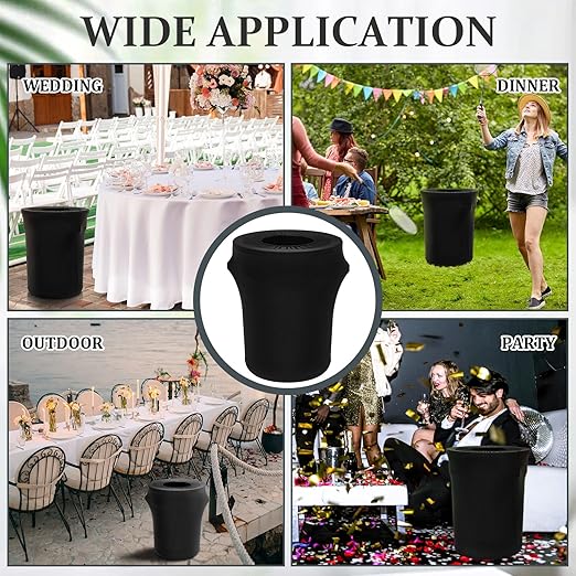 Tanlade 32 Gallon Stretch Trash Can Spandex Cover Outdoor Waste Garbage Can Spandex Covers for Indoor Kitchen Outdoor Round Waste Container Bin, Without Trash Bin(Black,4 Pcs)