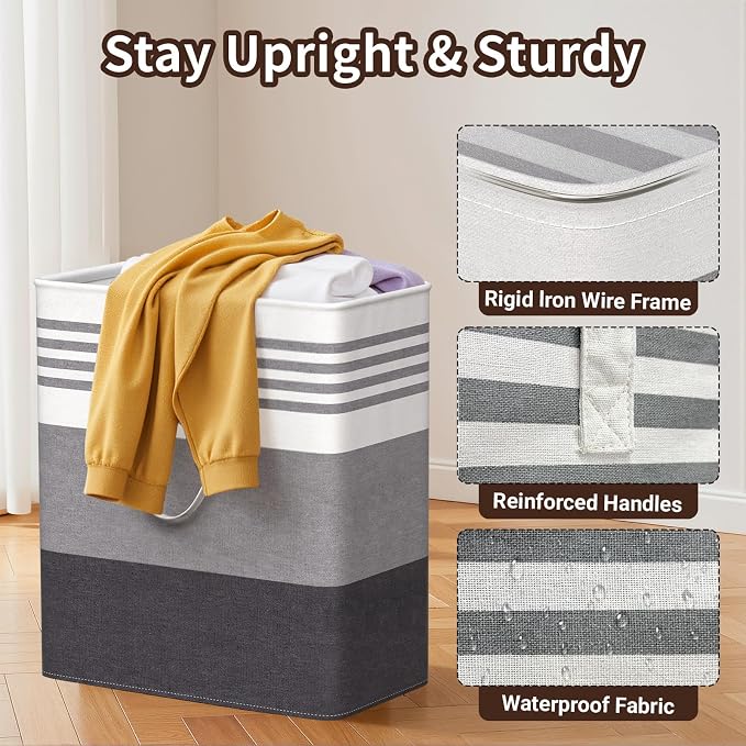 WOWBOX 2 Pack Laundry Baskets, Collapsible Dirty Clothes Laundry Hampers - Image 3