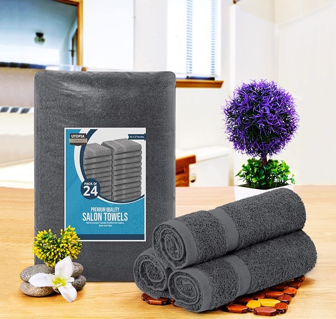 Utopia Towels Salon Towels, 16x27 in, 100% Cotton, Gym & Beauty Care - Image 2