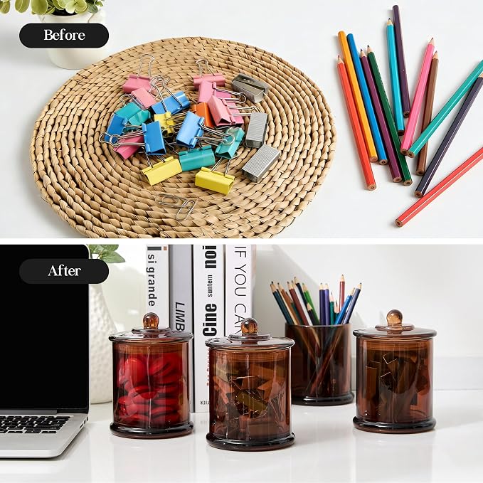 LEORAY 4 Pack Glass Qtip Holder Dispenser - Image 7
