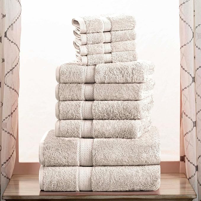 SUPERIOR Egyptian Cotton Ultra Plush & Absorbent, 10 Piece Set, Stone | Quick by SUPERIOR