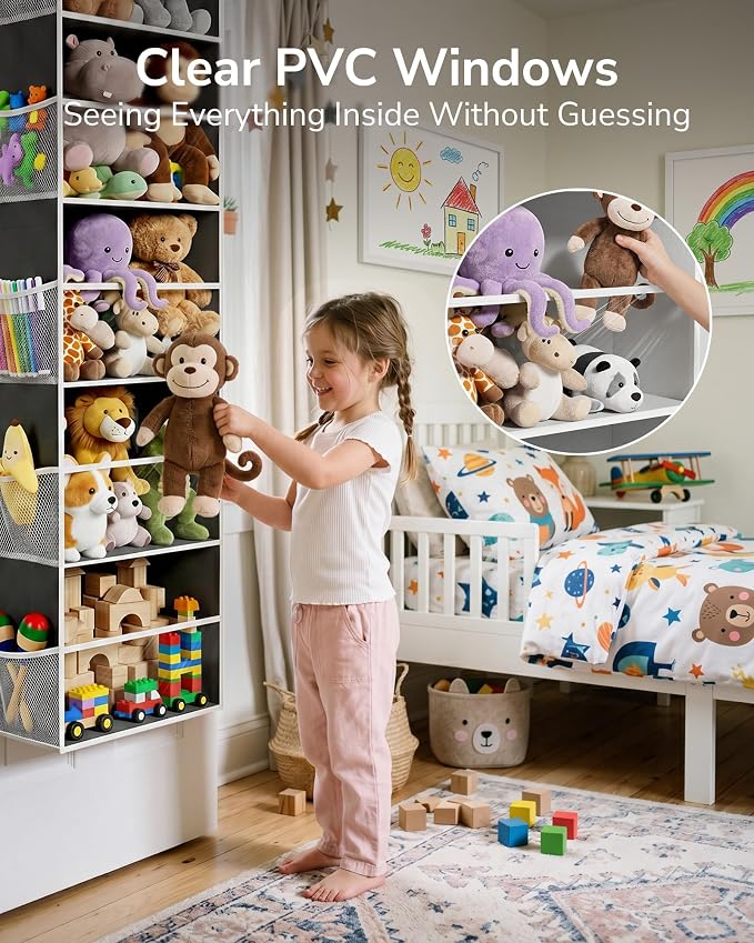 ULG Stuffed Animal Organizer Over the Door, Large Hanging Plush Toy Storage - Image 3