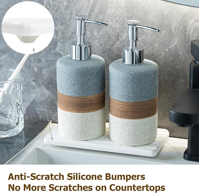 Ceramic Soap Dispenser Set of 2, Hand and Dish Soap Dispenser Set | Shower - Image 7