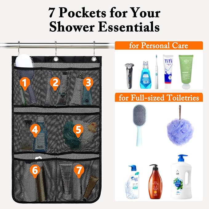 Fammart Mesh Shower Caddy Hanging, Quick-Drying Shower Organizer - Image 2