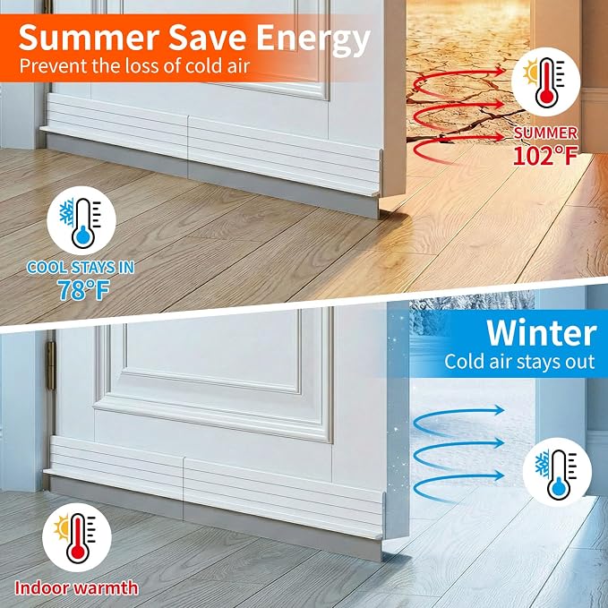 2Pc Total 72" Hard Door Draft Stopper, Door Sweep - Image 5