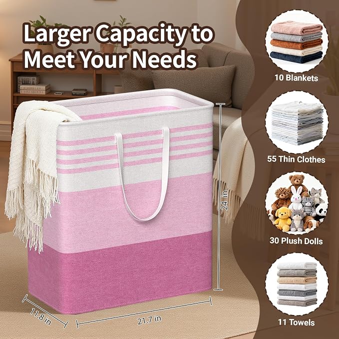 WOWBOX 2 Pack Laundry Baskets, Collapsible Dirty Clothes Laundry Hampers - Image 2
