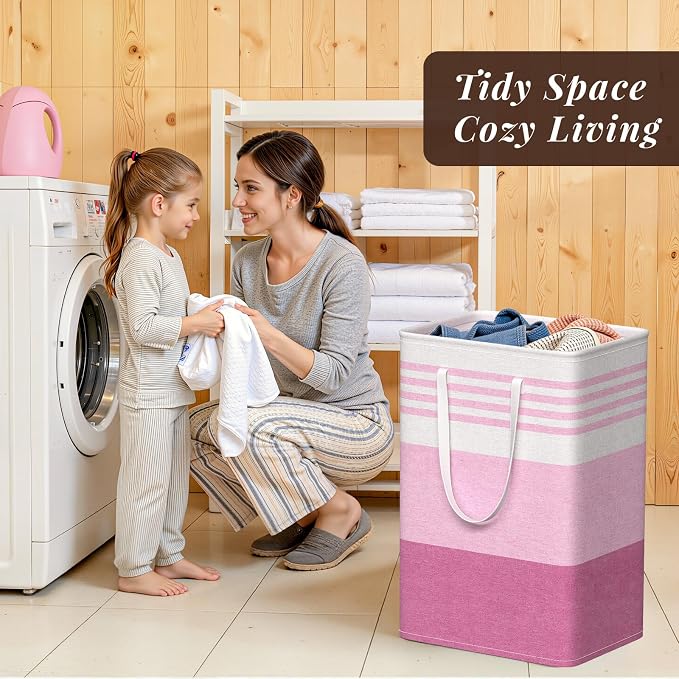 WOWBOX 2 Pack Laundry Baskets, Collapsible Dirty Clothes Laundry Hampers - Image 7