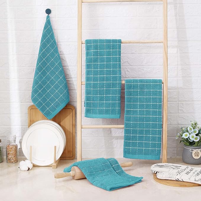 Homaxy Kitchen Towels and Dishcloths Set, Lake Blue - Image 8