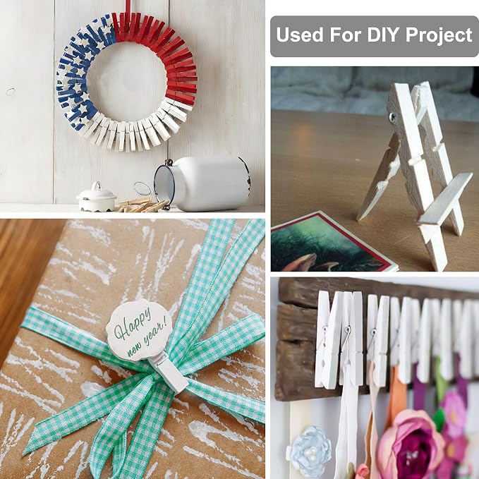 White Clothes pins 2.9inch 50PCS White, Colorful ClothesPins Wooden Clips - Image 6