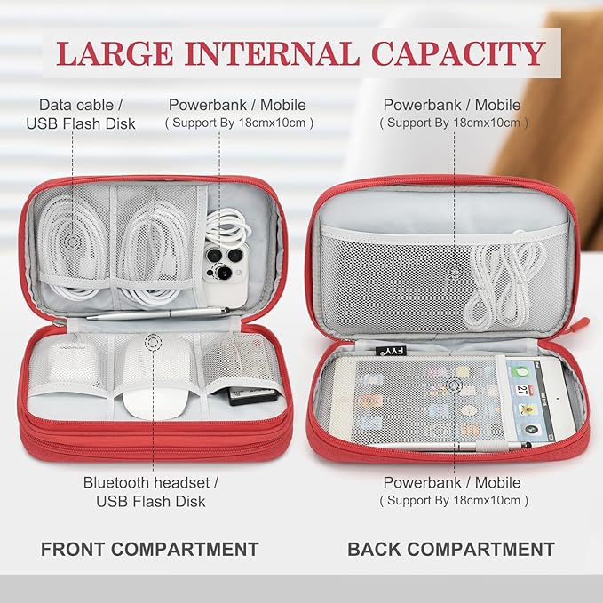FYY Electronic Organizer, Travel Tech Pouch Bag, Waterproof, Double Layers - Image 3