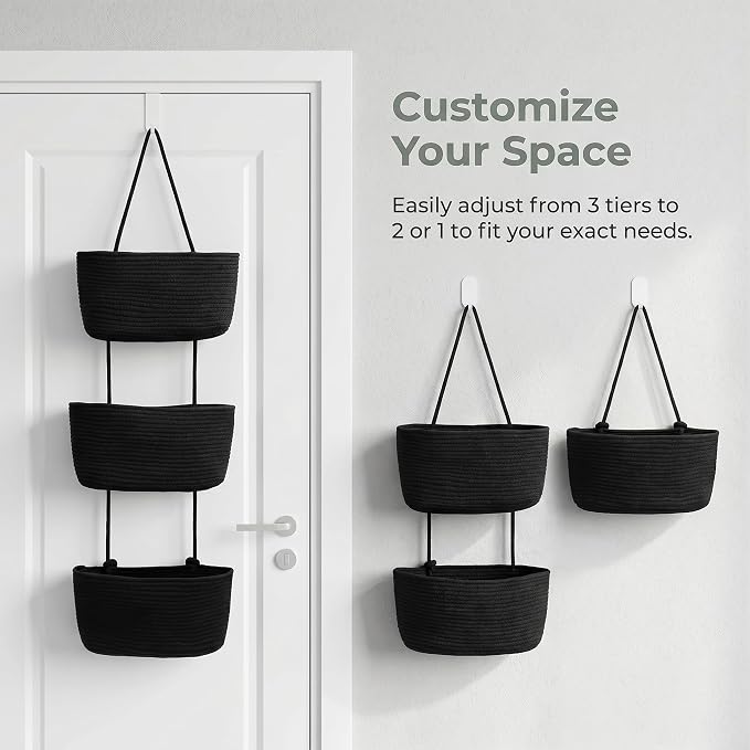 Hanging Basket, Over Door Organizer, 3 -Tier Wall Basket - Image 5