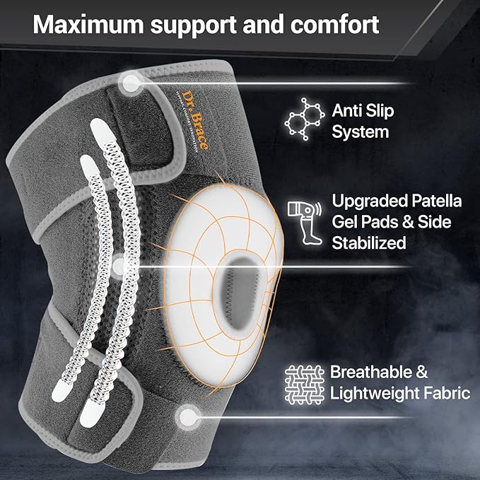 DR. BRACE ELITE Knee Brace with Side Stabilizers & Patella Gel Pads for Maximum Knee Pain Support and fast recovery for men and women-Please Check How To Size Video (Moon, XX-Large)