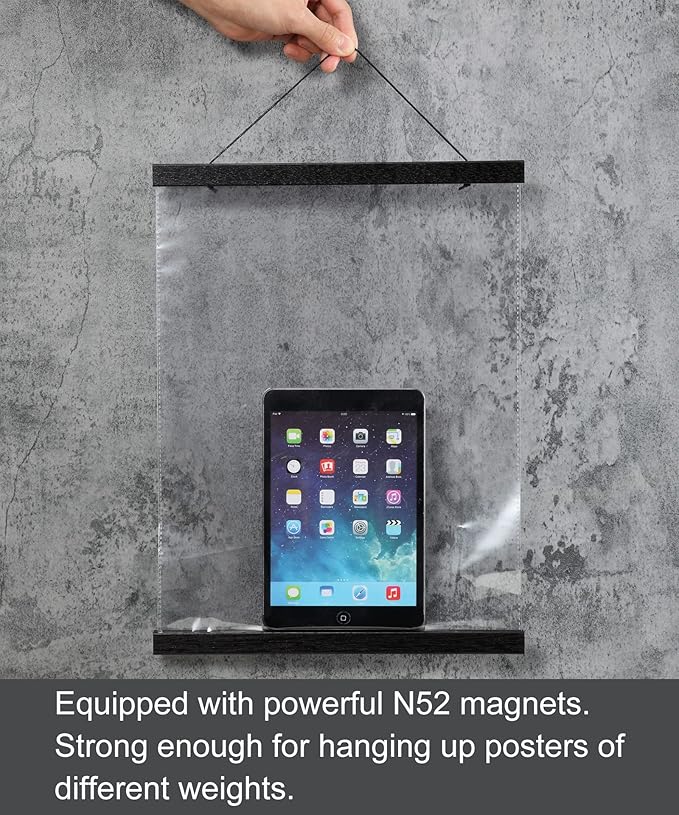 FALAMON 3 Pack Magnetic Poster Hanger Frame, 12x16 12x18 12x24 Magnet Poster Frame for Posters, Prints, Photos, Pictures, Maps, Scrolls, and Canvas Artwork (Black, 12")