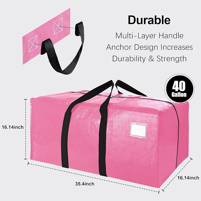 6 Pack Heavy Duty Extra Large Moving Bags W/Backpack Straps - Image 2