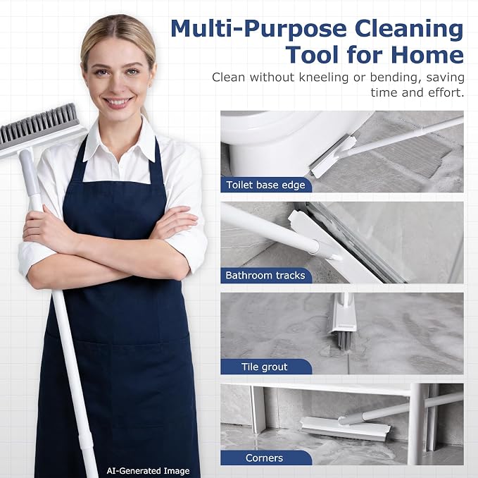 IVYROLL Grout Brush with Long Handle, Floor Cleaning Scrubber | with Stiff - Image 7
